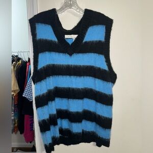Black and Blue Striped Men's Sweater Vest